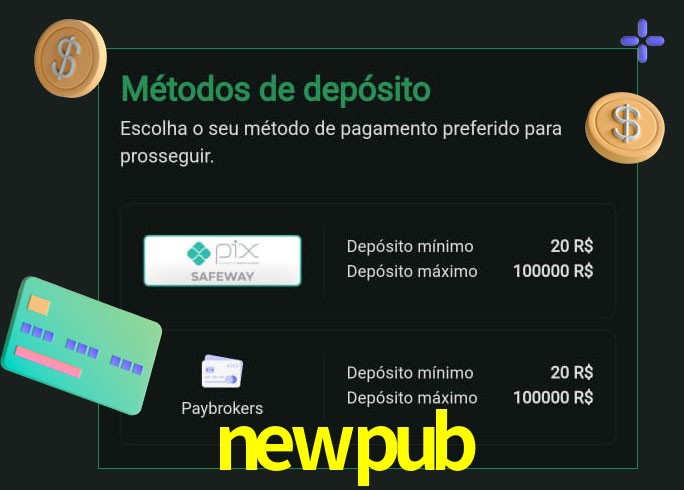 O cassino newpub oferece uma grande variedade de métodos de pagamento